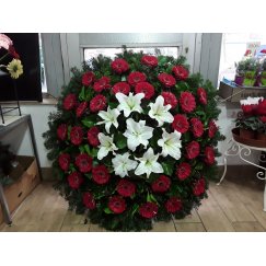 34. Álló koszorú gerbera, liliom: 