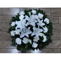49. Fekvő koszorú liliom, szegfű